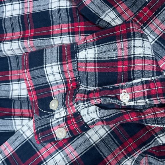 Sugar Cane Lightweight Plaid Button Down Shirt Size Large Made In USA Toyo Japan - Picture 8 of 10